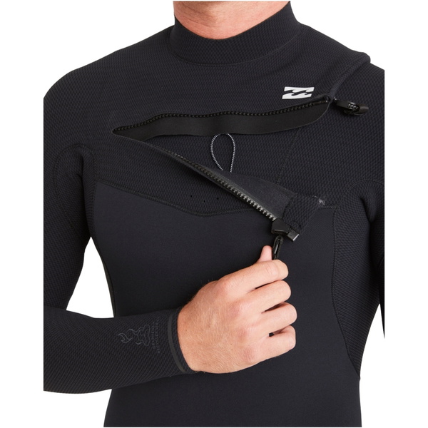 2024 Billabong Mænd Furnace Comp 3/2mm Chest Zip Våddragt Abyw100198 - Sort